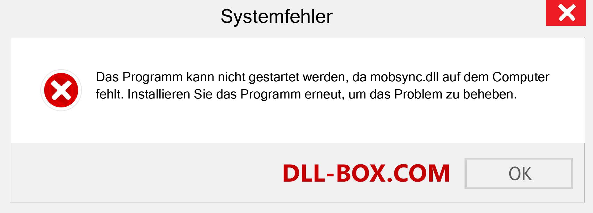 mobsync.dll-Datei fehlt?. Download für Windows 7, 8, 10 - Fix mobsync dll Missing Error unter Windows, Fotos, Bildern