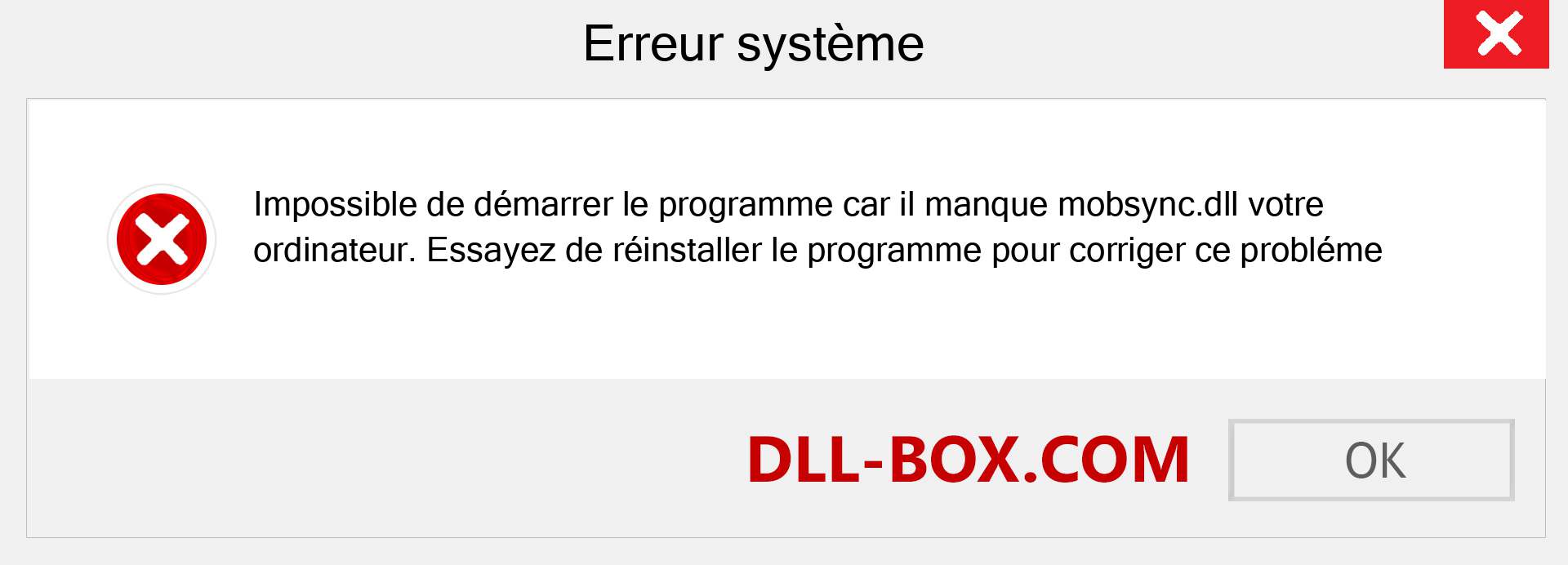 Le fichier mobsync.dll est manquant ?. Télécharger pour Windows 7, 8, 10 - Correction de l'erreur manquante mobsync dll sur Windows, photos, images